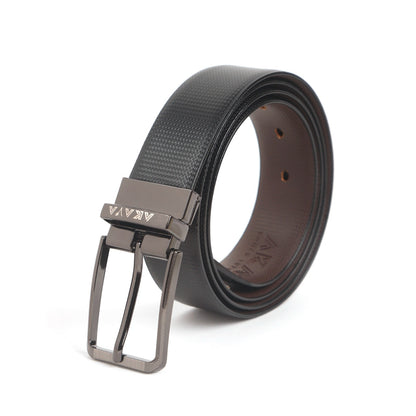 AKAVA Luxurious Vegan Leather Premium Reversible Belt - RT Antique Design Black/Brown