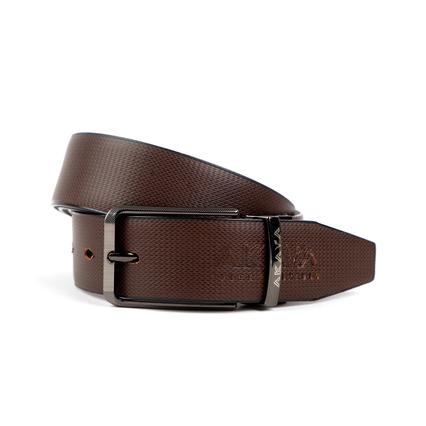 AKAVA Luxurious Vegan Leather Premium Reversible Belt - RT Antique Design Black/Brown