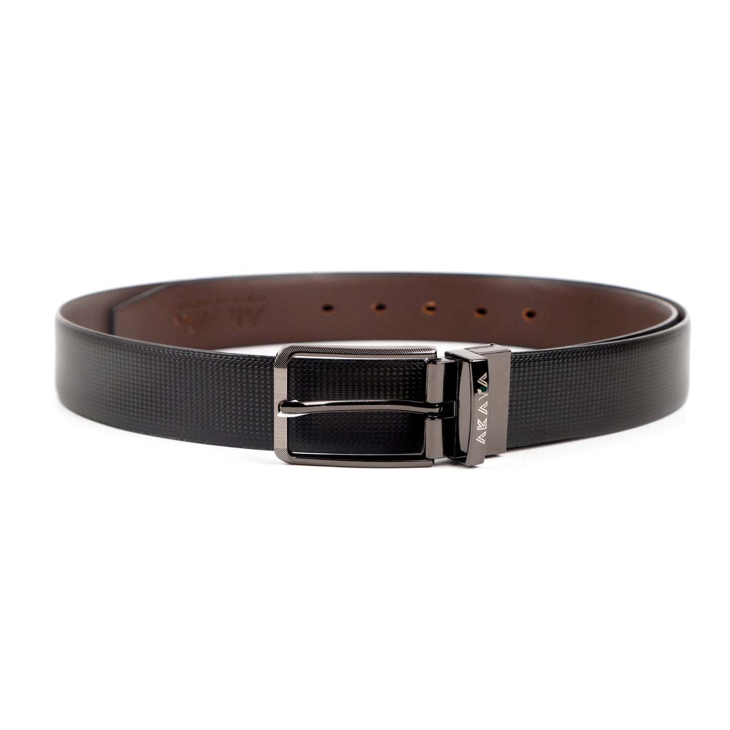 AKAVA Luxurious Vegan Leather Premium Reversible Belt - RT Antique Design Black/Brown