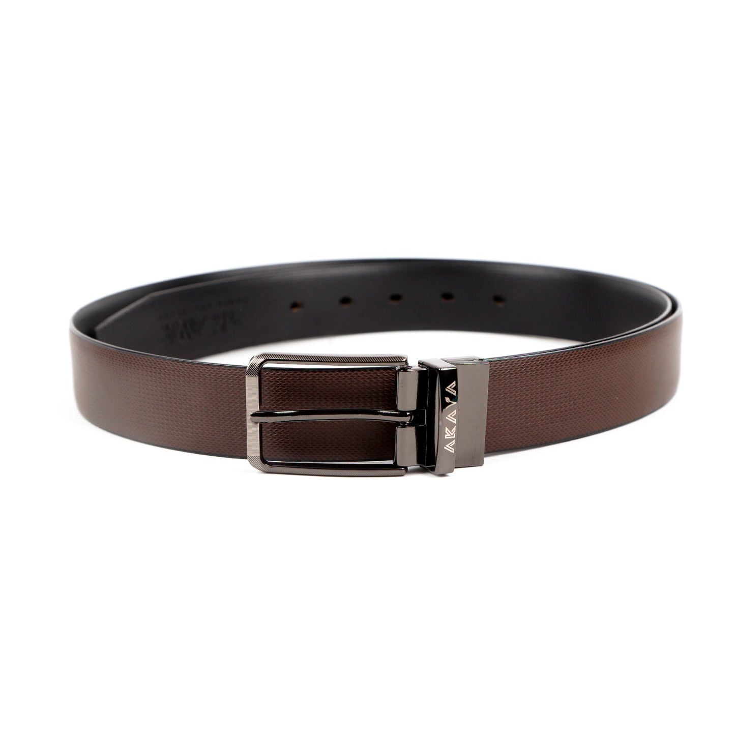 AKAVA Luxurious Vegan Leather Premium Reversible Belt - RT Antique Design Black/Brown